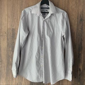 Men’s grey stripe slim fit dress shirt Perry Ellis
